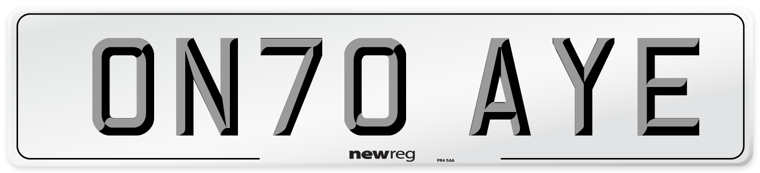 ON70 AYE Number Plate from New Reg